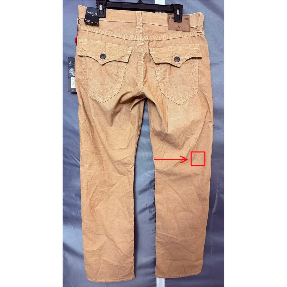 True Religion Ricky Corduroy Pants Mens 32 Straw Tan Relaxed Straight NWT